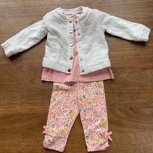 White Eyelet Jacket with Pink Floral Outfit